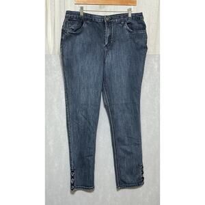 Christopher & Banks Woman’s Denim Blue Jeans Size 14 Leg Lace Up